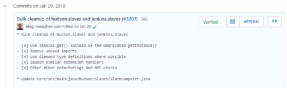 JenkinsCI Git commit message.
