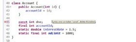Java const keyword screenshot
