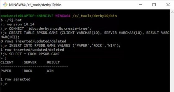 Derby database creation