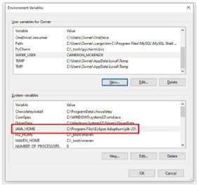 Set JAVA_HOME on Windows