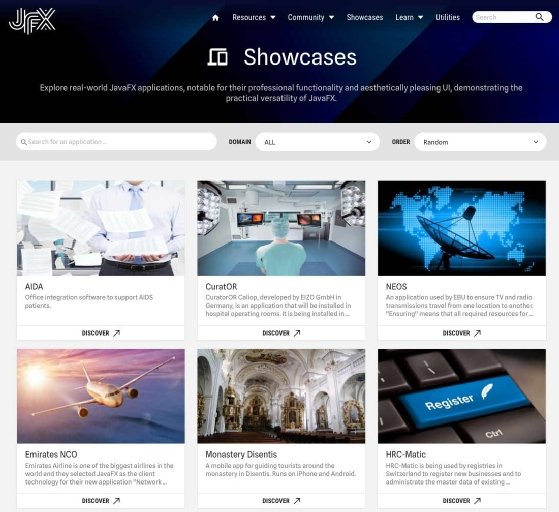 Screenshot of JFXCentral website.